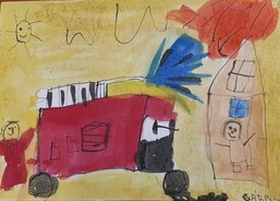 I. Zelenková Gábina; Hasiči - hořící dům